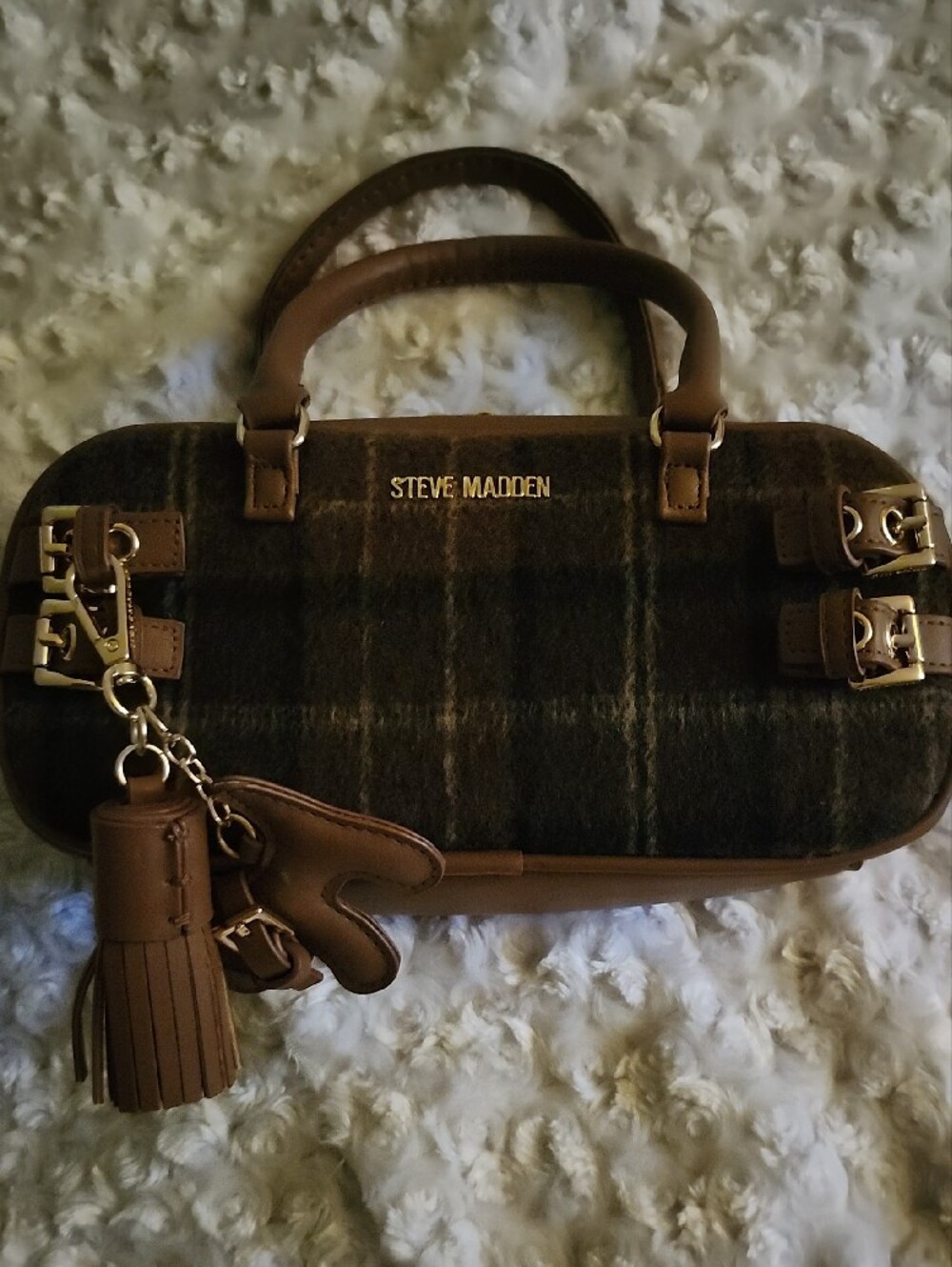 Steve Madden Brown Zip-Top Shoulder Bag